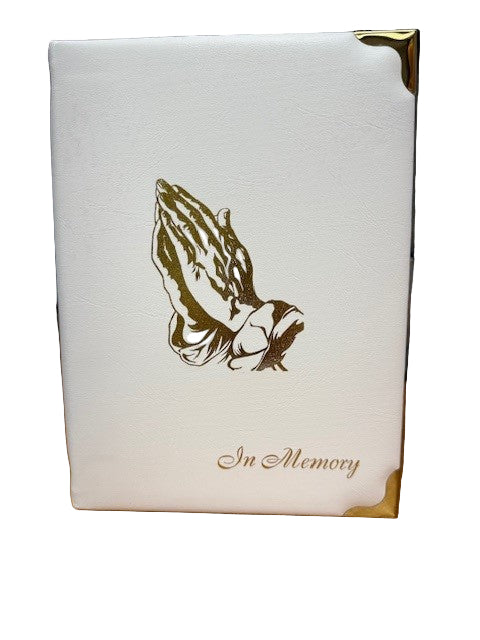 White Foil Praying Hands Register Book