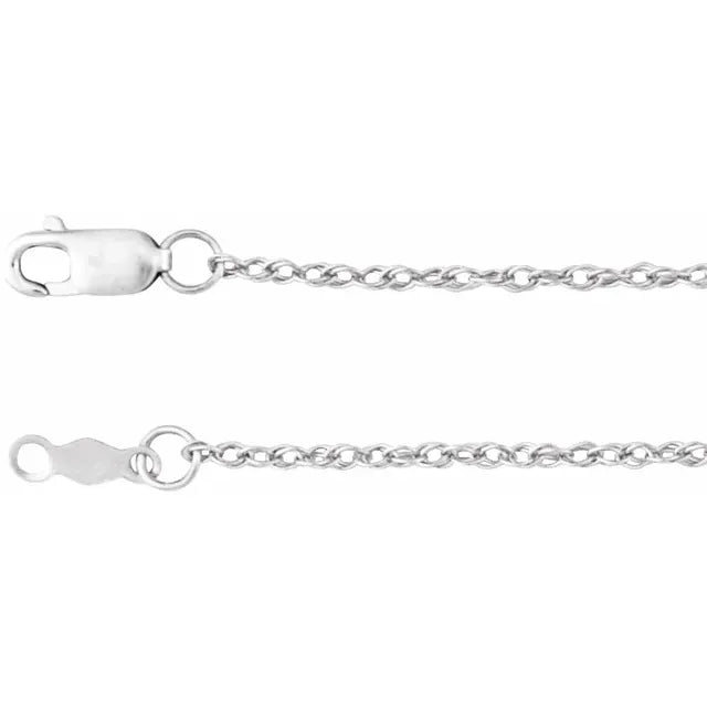 Rhodium-Plated Sterling Silver 1.25 mm Rope 18" Chain