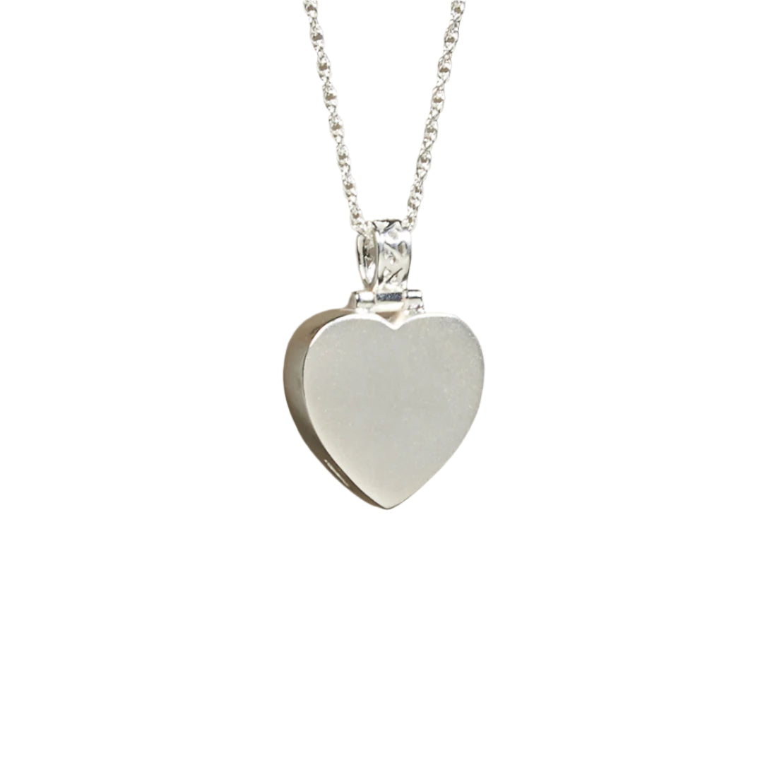 Simple Heart Cremation Pendent; Sterling Silver