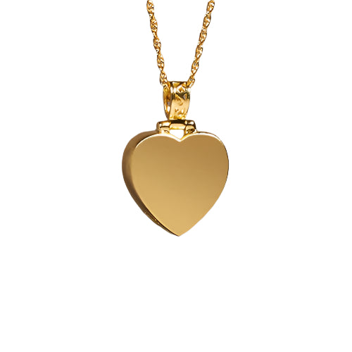 Simple Heart Cremation Pendent; 14k Gold Plated