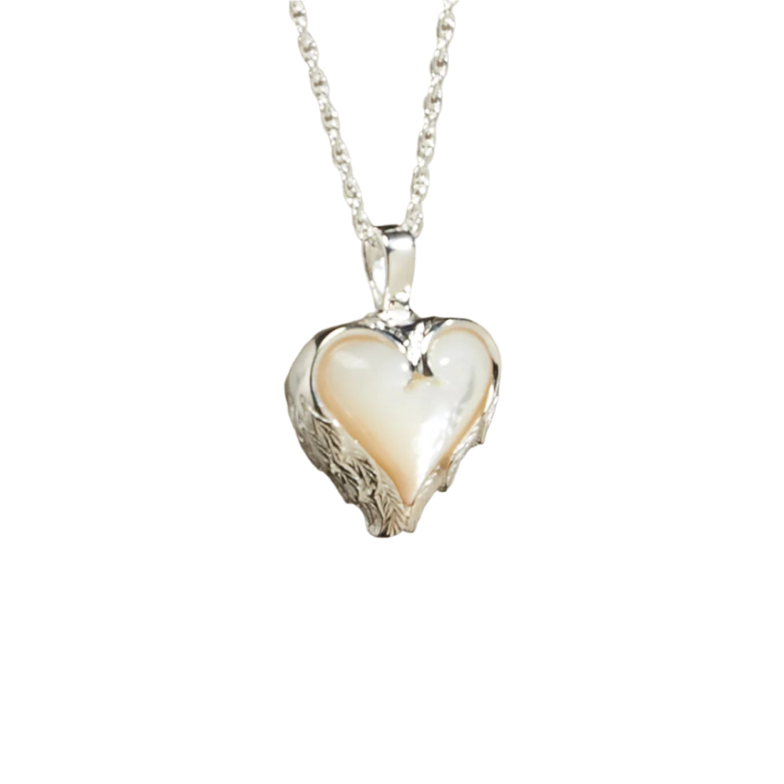 Mother of Pearl Heart Cremation Pendant: Sterling Silver
