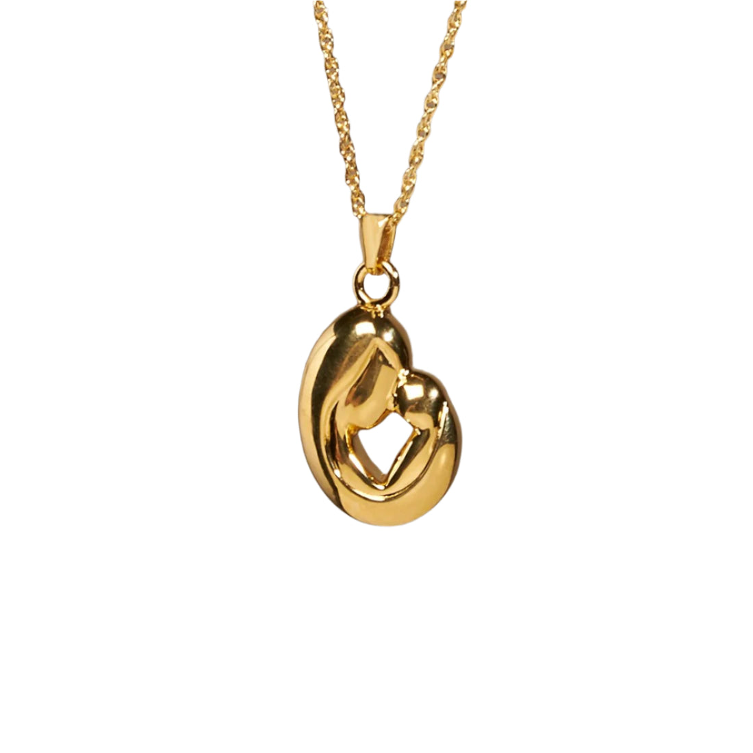 Mother and Child Cremation Pendant; 14k Gold Plated