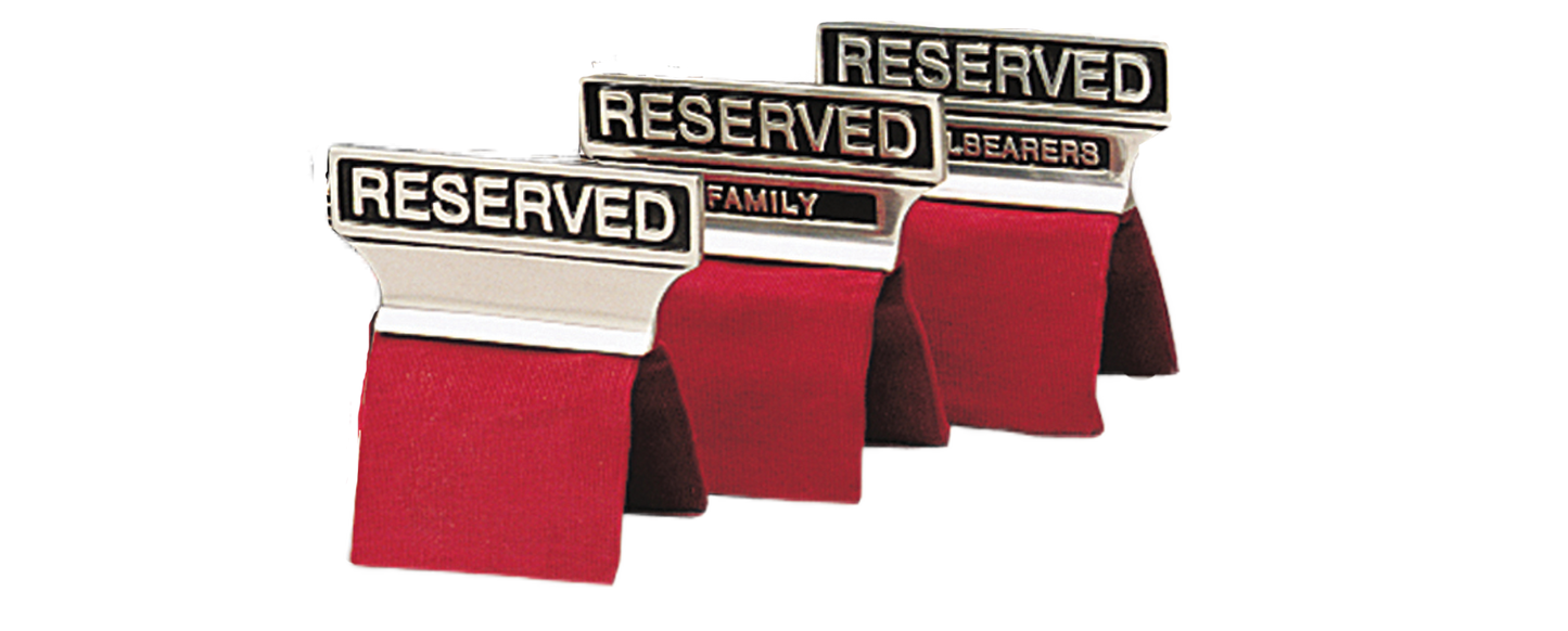 Pew & Chair Reserved Sign; Metal