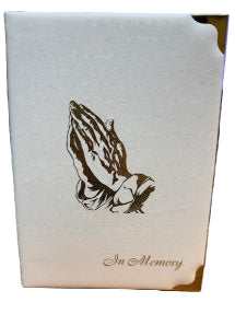 White Foil Praying Hands Register Book