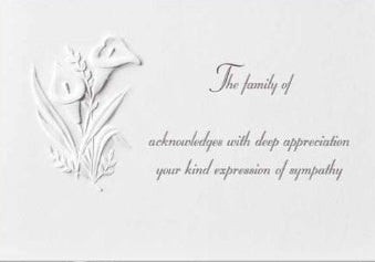 Lilies Acknowledgment Embossed w/Standard Print
