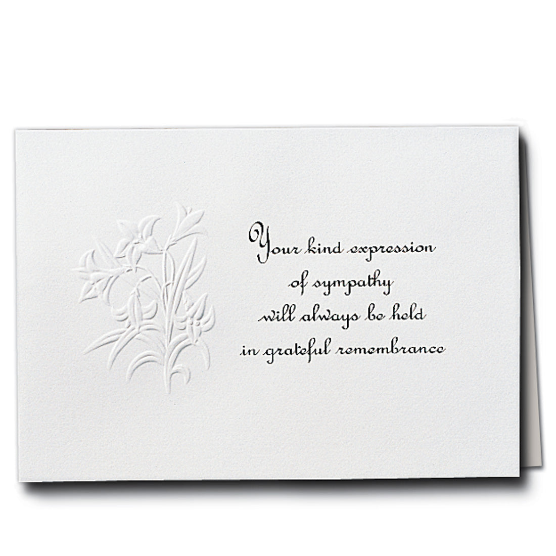 Acknowledgement Card; Embossed Lilies