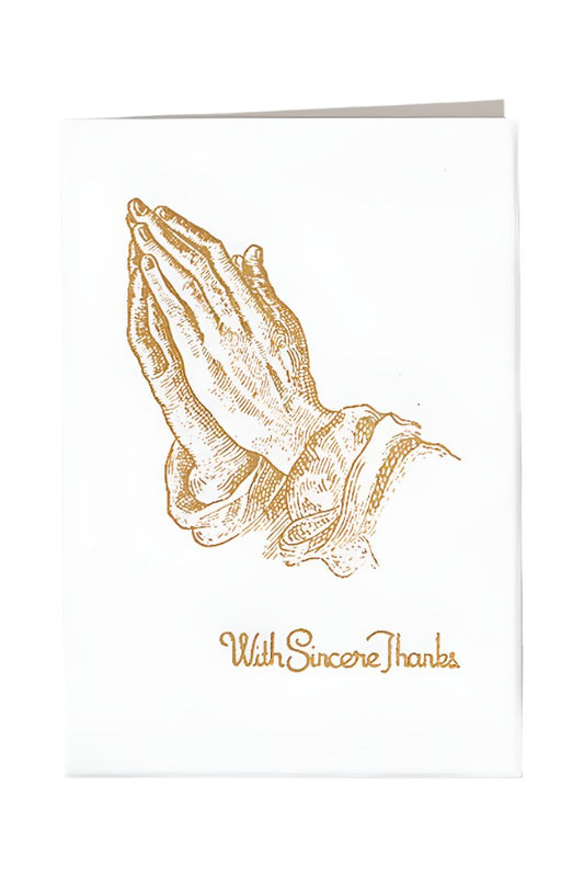 Praying Hands Acknowledgment Raised Gold