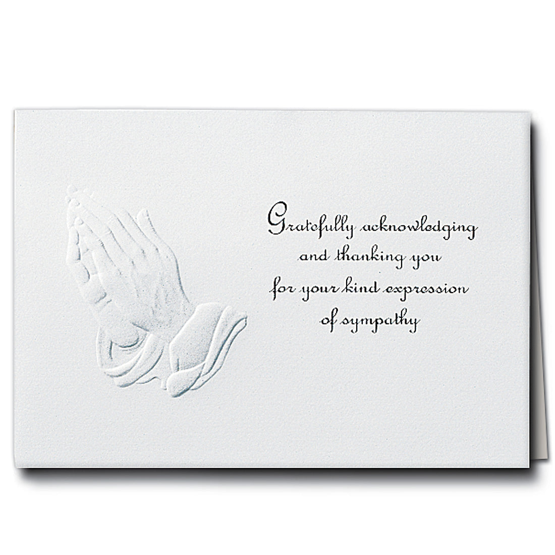 Acknowledgement Card; Embossed Praying Hands