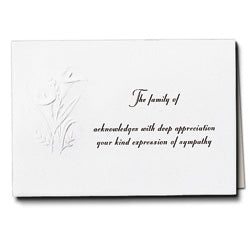 Acknowledgement Card; Embossed Calla Lily