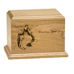 Angel Watching Over You Wood Urn