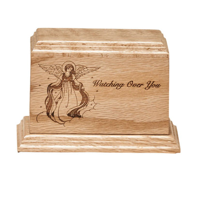 Angel Watching Over You Wood Urn
