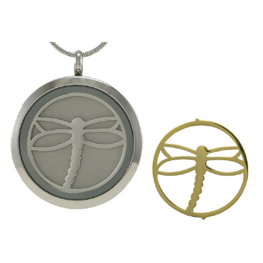 Pewter Dragonfly Pendant w/Bronze Rim