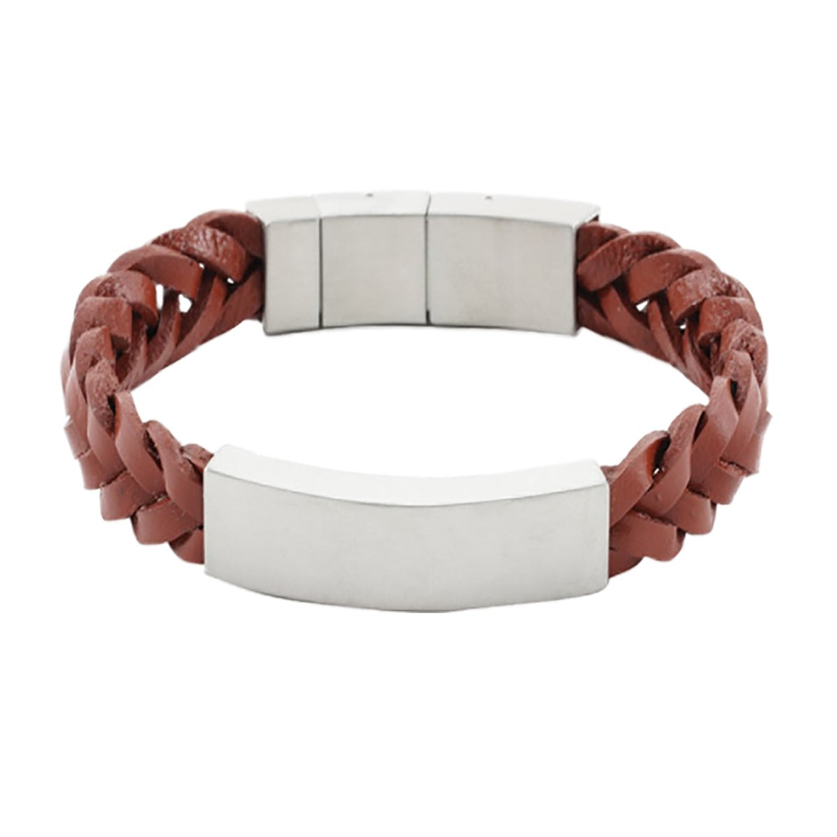 Braided Leather Cremation Keepsake Bracelet