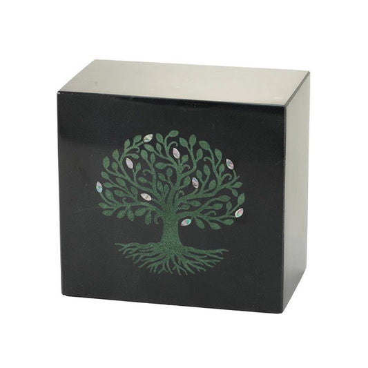 Tree of Life Green Black Marble Urn