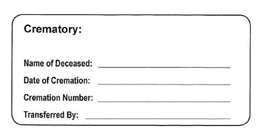 Cremation Container ID Label