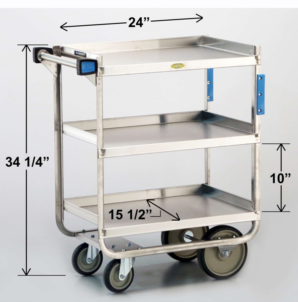 Stainless Steel Heavy-Duty Cart 3 Shelf