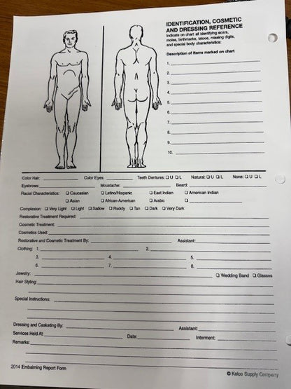 Embalming Reports & Binder