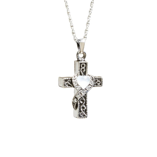 Heart Stone Cross Pendant