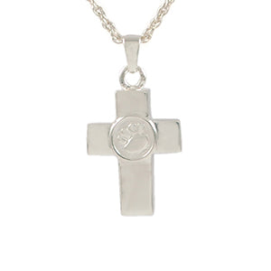 Paw Print Cross Cremation Pendent; Sterling Silver