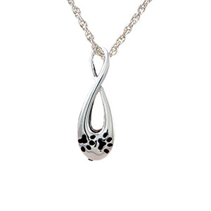 Infinity Paw Print Cremation Pendent; Sterling Silver