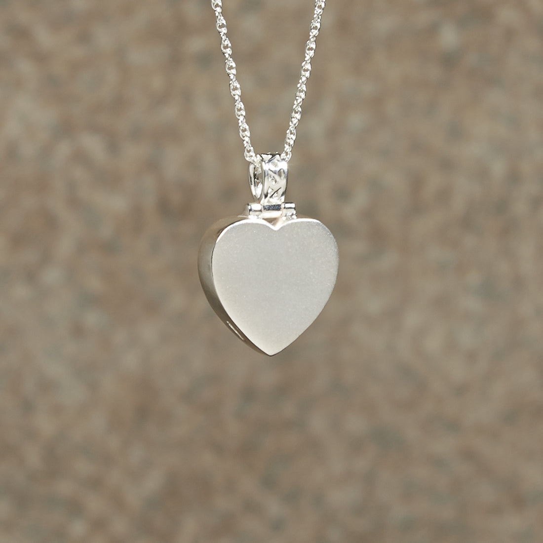 Simple Heart Cremation Pendent; Sterling Silver