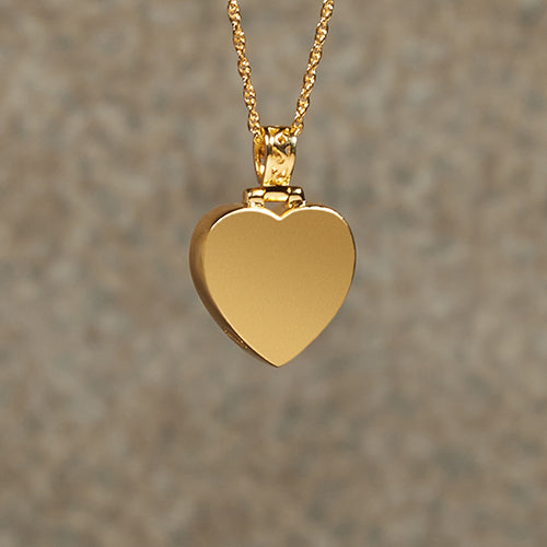 Simple Heart Cremation Pendent; 14k Gold Plated