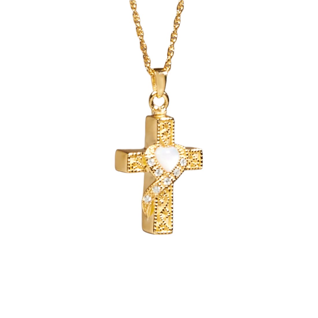 Heart Stone Cross Pendant