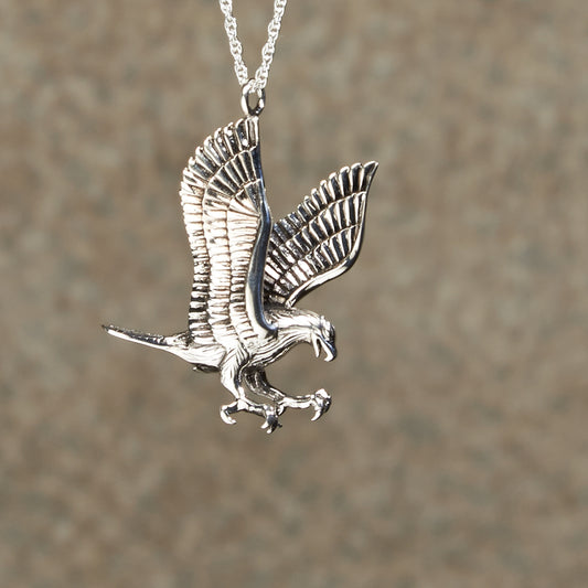 Soaring Eagle Cremation Pendent; Sterling Silver