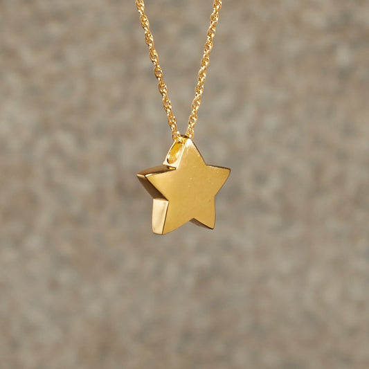 Star Cremation Pendant; 14k Gold Plated