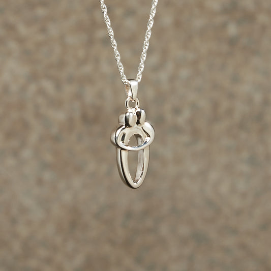 Loving Couple Cremation Pendant; Sterling Silver