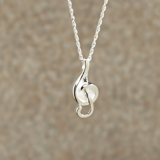 Music Note Cremation Pendant; Sterling Silver