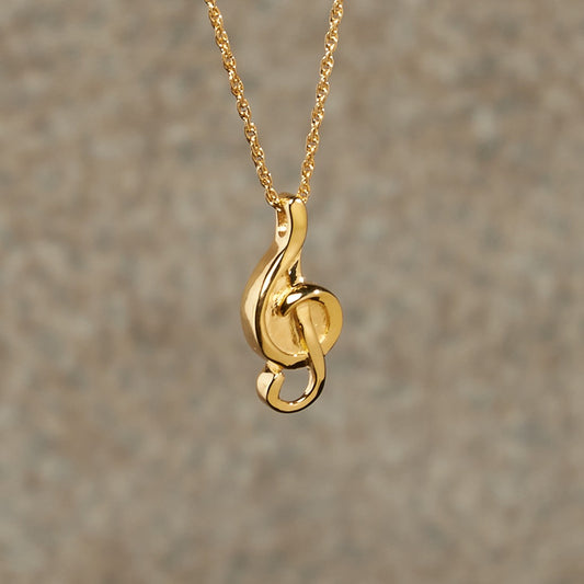 Music Note Cremation Pendant; 14k Gold Plated