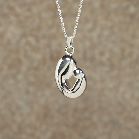 Mother and Child Cremation Pendant; Sterling Silver