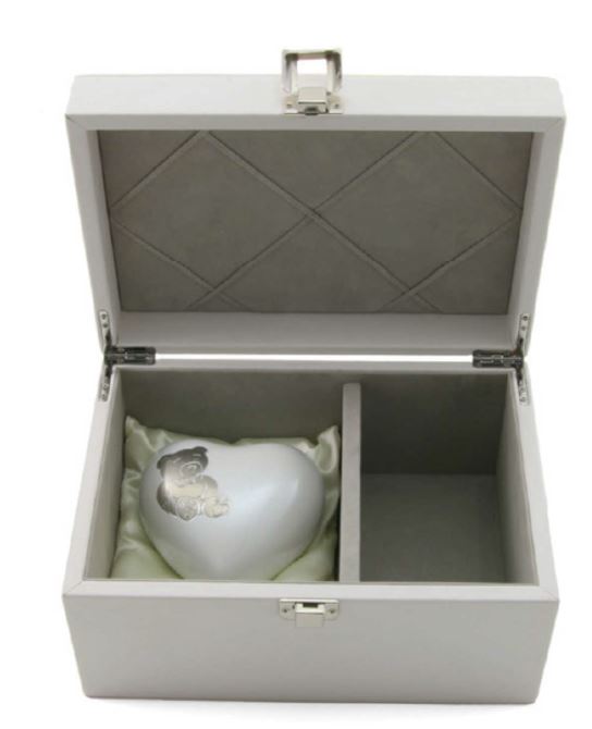 Teddy Bear Heart Urn & Memory Chest