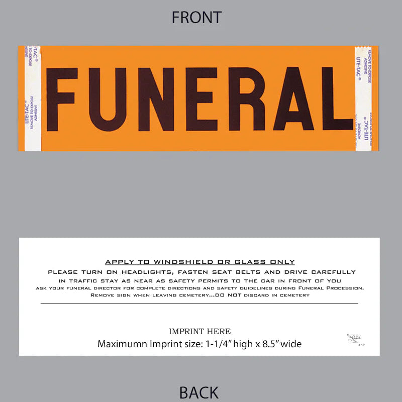 Windshield Funeral Sticker Orange