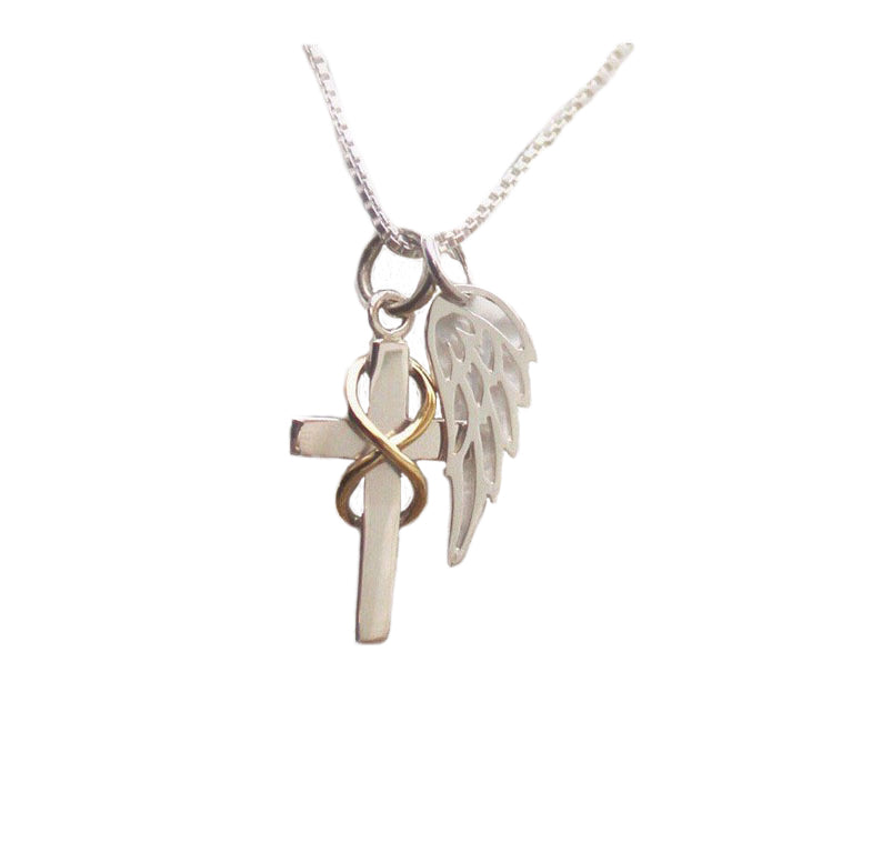 Cross w/Angel Wing Memorial Pendent