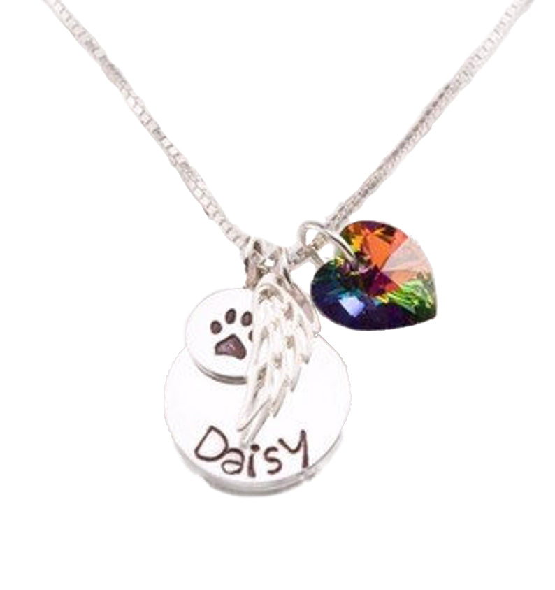 Rainbow Heart Memorial Pendent w/Personalized Charms